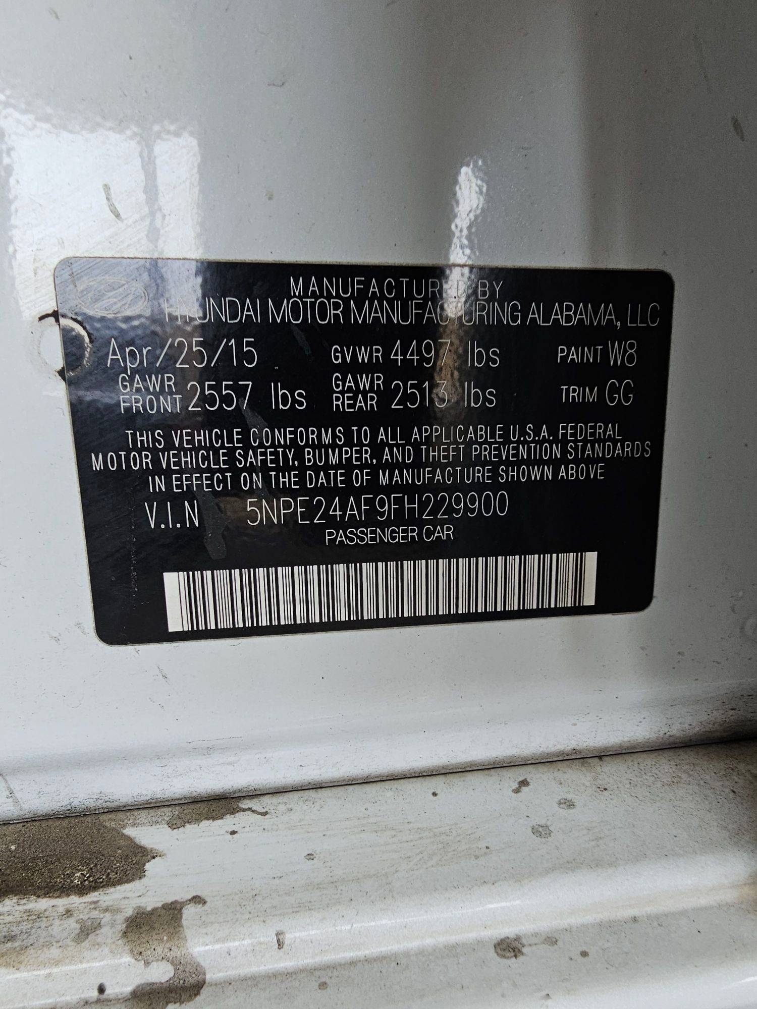 2015 HYUNDAI SONATA — 144531 Miles — Lot FH229900 — Main - Marhaba Auctions Used Cars - Image 9