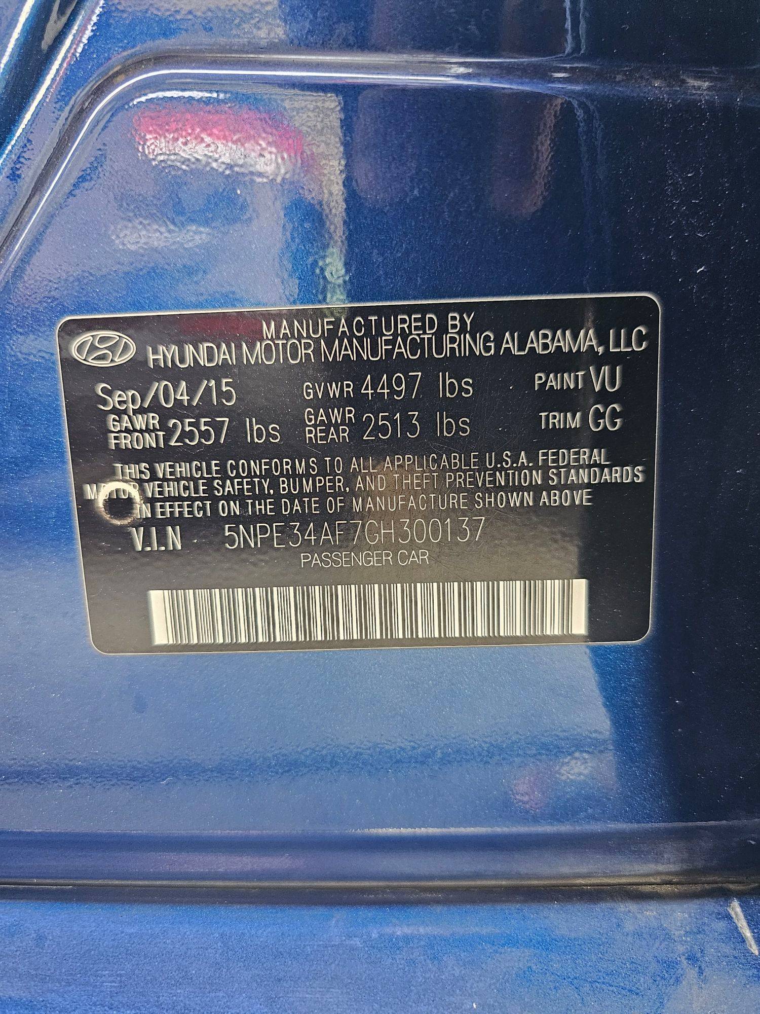 2016 HYUNDAI SONATA — 203224 Miles — Lot H300137 — Souq - Marhaba Auctions Used Cars - Image 10