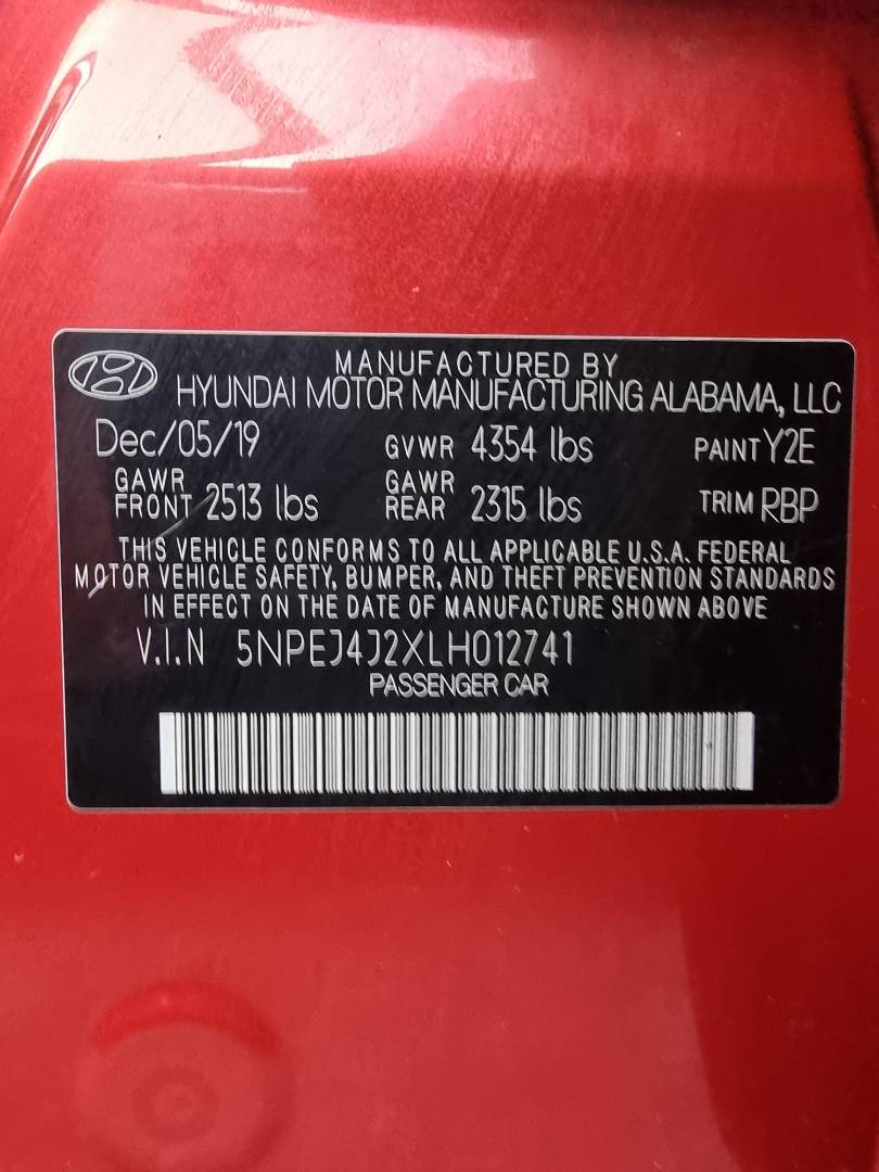 2020 HYUNDAI SONATA — 44823 Miles — Lot J2XLH012741 — Ind. 12 - Marhaba Auctions Used Cars - Image 9