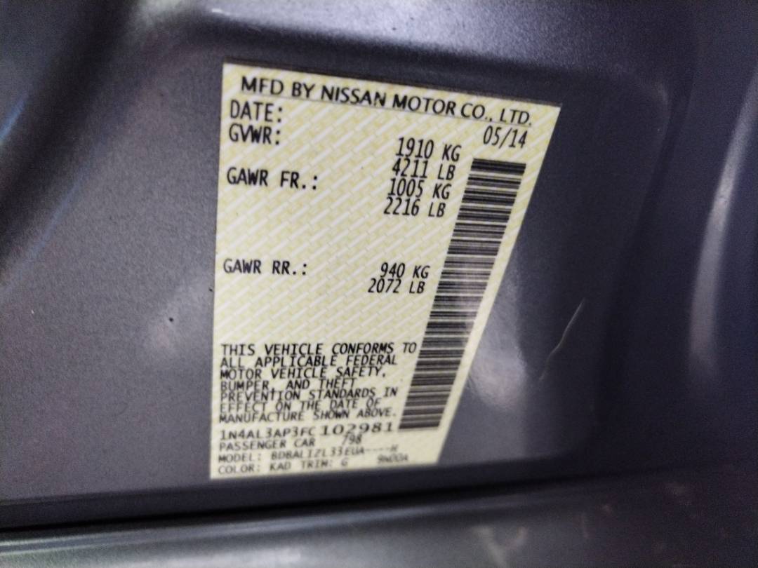 2015 NISSAN ALTIMA — 184741 Miles — Lot 65220053 - Marhaba Auctions Used Cars - Image 11