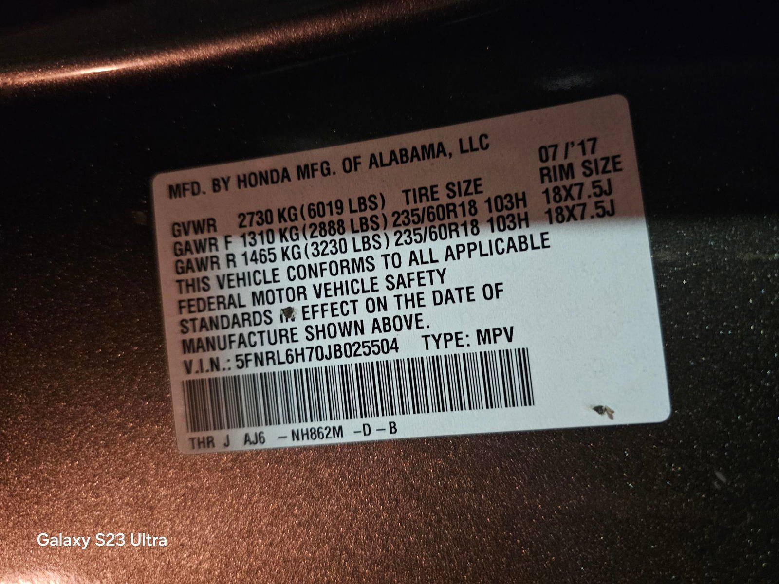 2018 HONDA ODYSSEY — 338018 KM — Lot 0JB025504 — Main - Marhaba Auctions Used Cars - Image 9