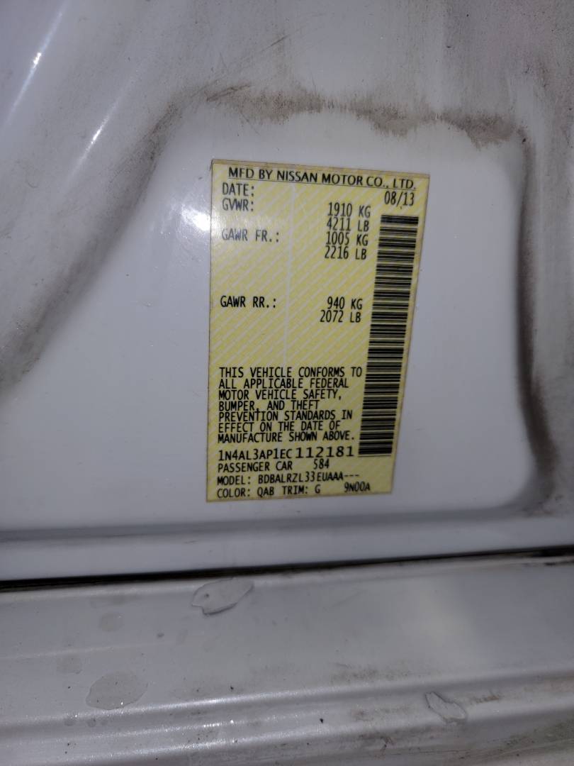 2014 NISSAN ALTIMA — 178174 Miles — Lot 112181 - Marhaba Auctions Used Cars - Image 9