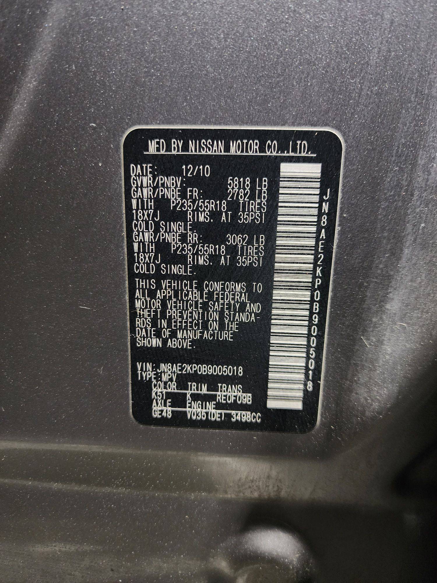 2011 NISSAN QUEST — 184129 Miles — Lot B9005018 — Al Quoz - Marhaba Auctions Used Cars - Image 12