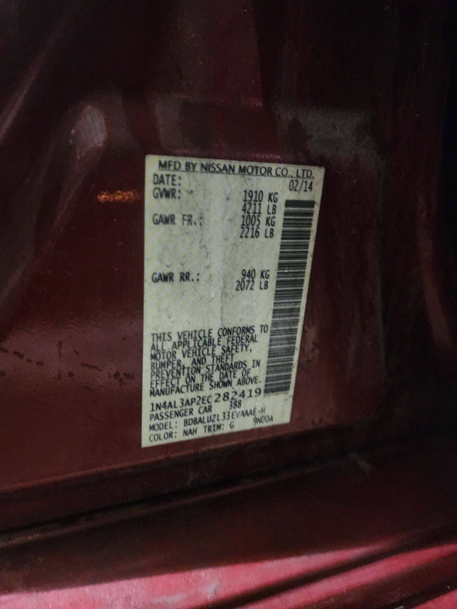 2014 NISSAN ALTIMA — 166109 Miles — Lot 60475003 - Marhaba Auctions Used Cars - Image 10