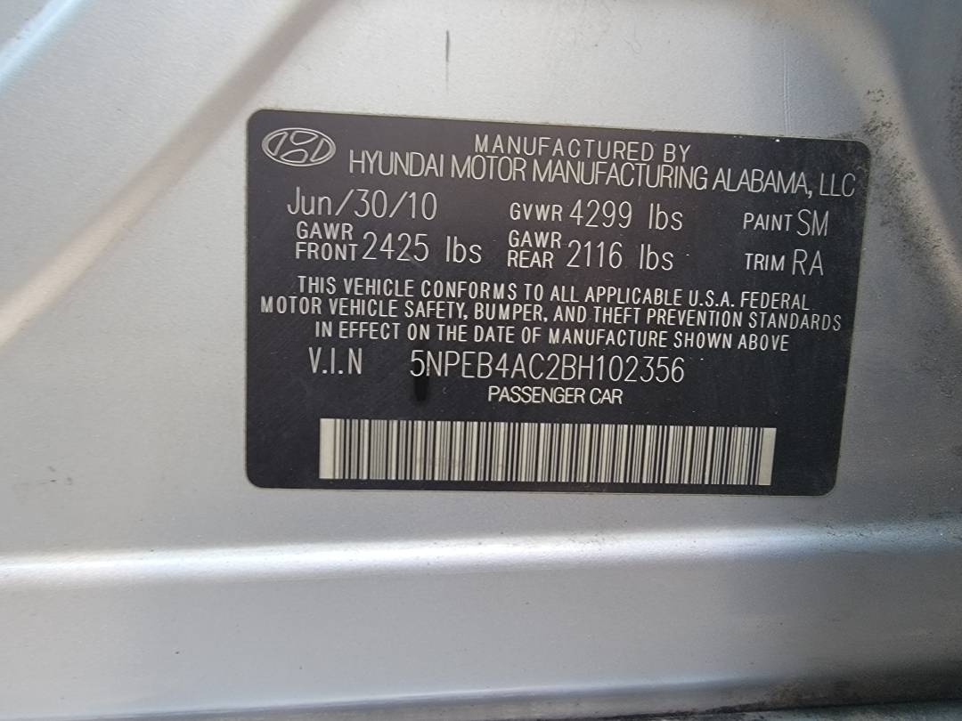 2011 HYUNDAI SONATA — 168307 Miles — Lot 38658983 — Main - Marhaba Auctions Used Cars - Image 10