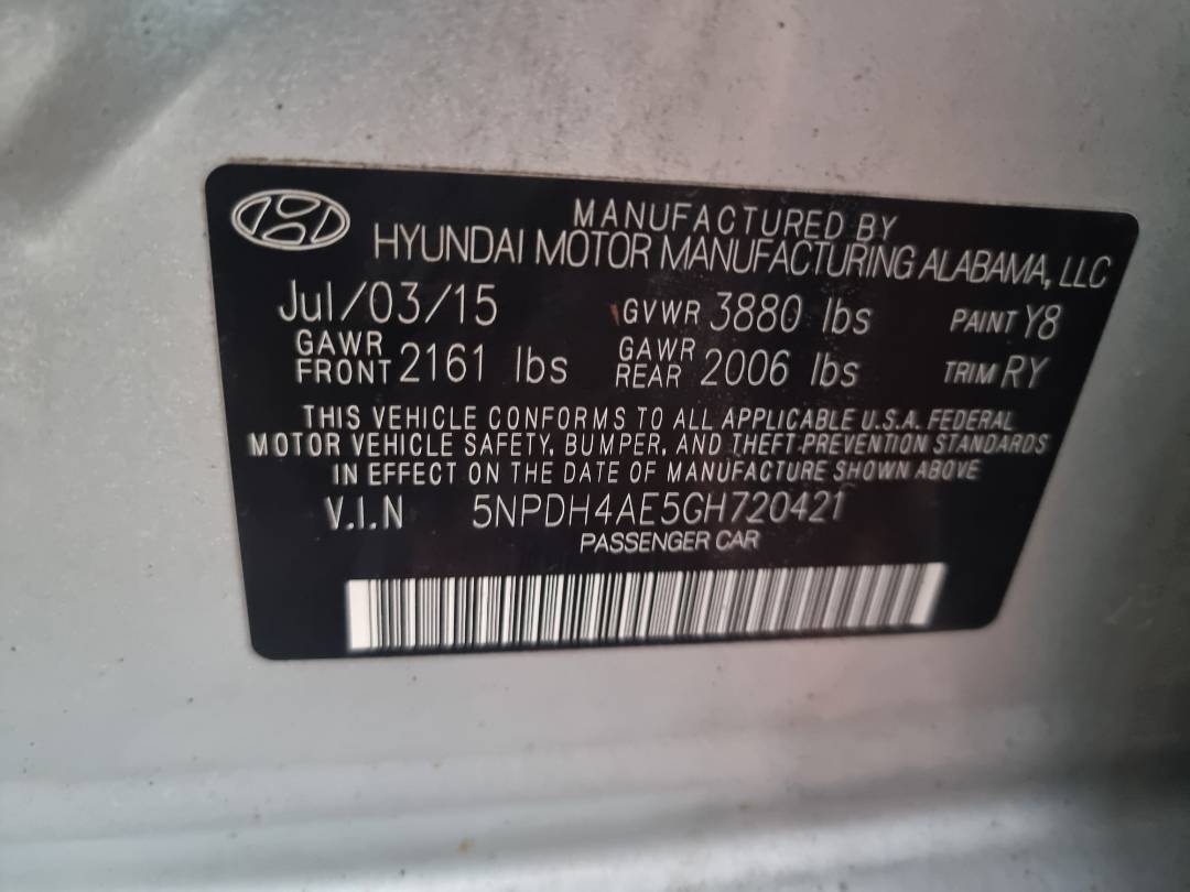 HYUNDAI ELANTRA 2016 - Marhaba Auction Used Cars - Image 10