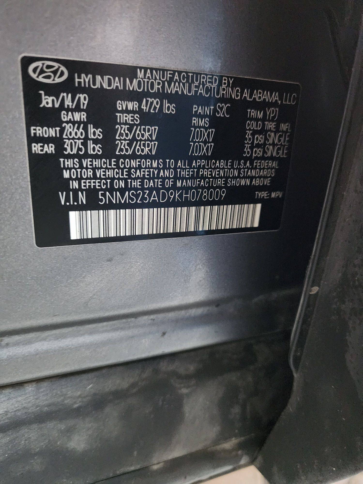 2019 HYUNDAI SANTA FE — 102951 Miles — Lot 37550170 - Marhaba Auctions Used Cars - Image 9