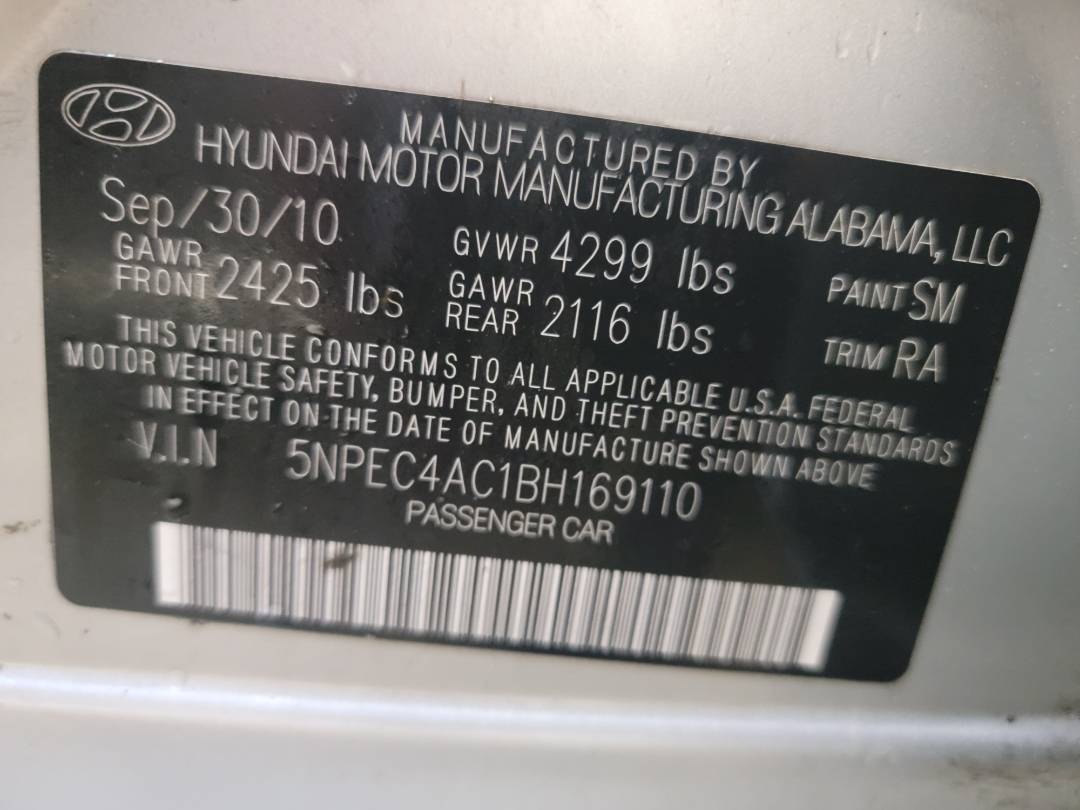 2011 HYUNDAI SONATA — 182200 Miles — Lot 169110 - Marhaba Auctions Used Cars - Image 9