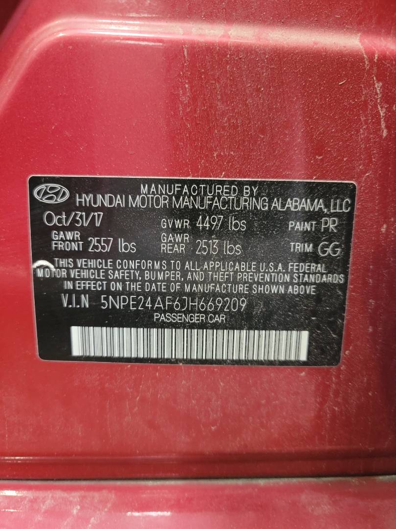 2018 HYUNDAI SONATA — 114370 Miles — Lot JH669209 — Main - Marhaba Auctions Used Cars - Image 10