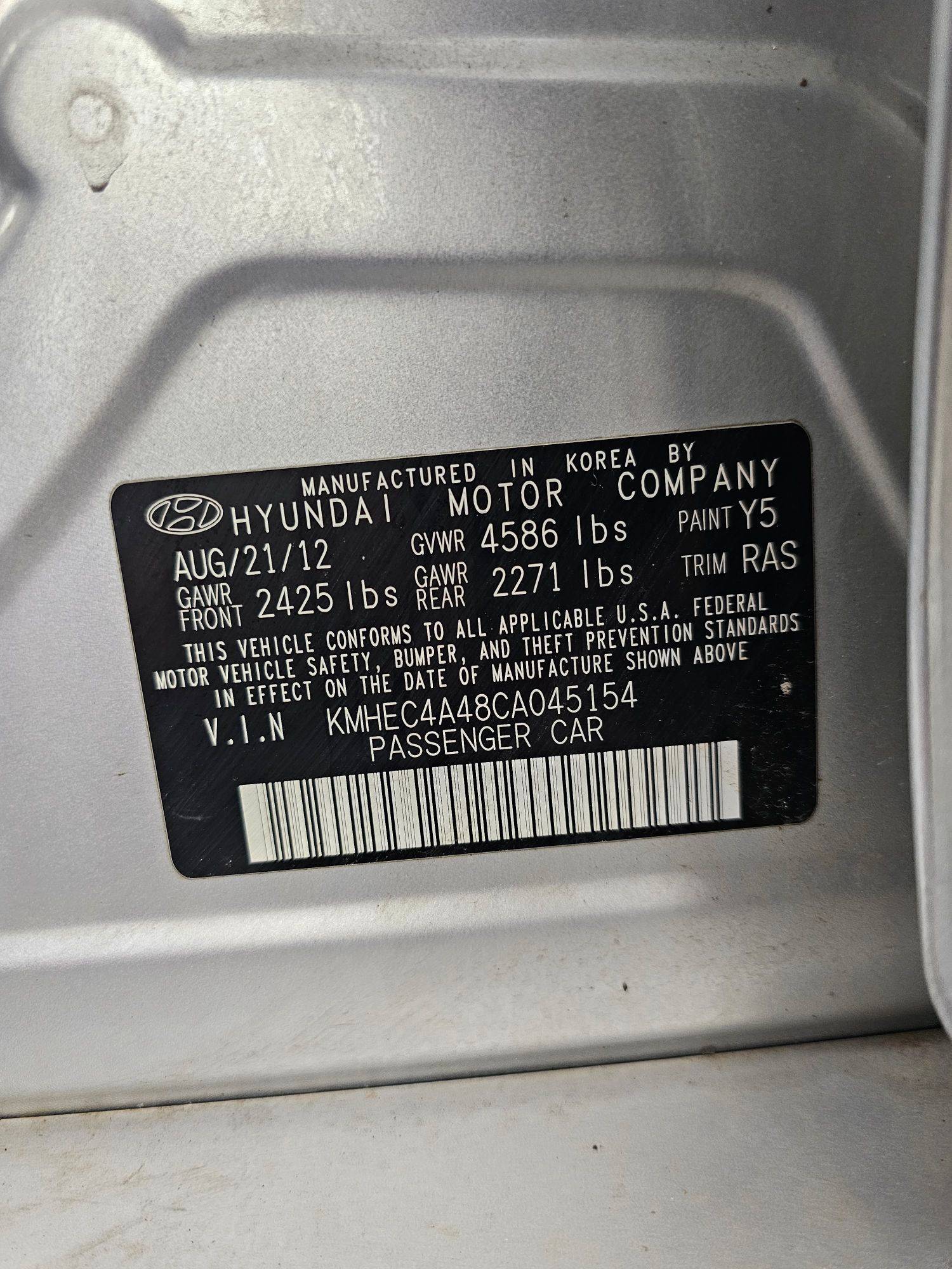 2012 HYUNDAI SONATA — 172937 Miles — Lot CA045154 — Main - Marhaba Auctions Used Cars - Image 9