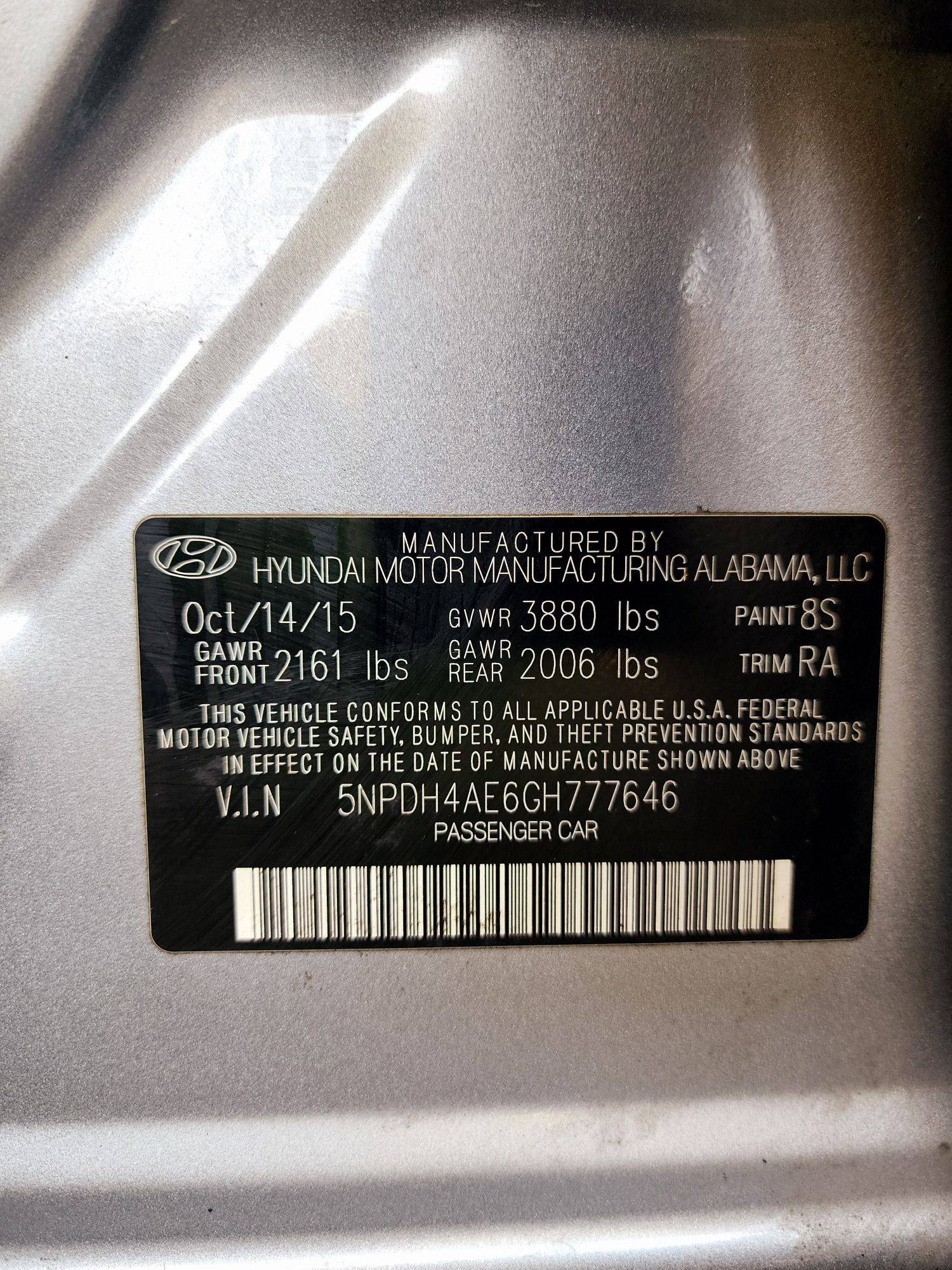 2016 HYUNDAI ELANTRA — 193200 Miles — Lot 6GH777646 — Souq - Marhaba Auctions Used Cars - Image 9