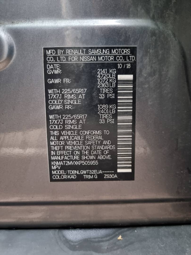 2019 NISSAN ROGUE — 121336 Miles — Lot 505955 — Ind. 12 - Marhaba Auctions Used Cars - Image 8