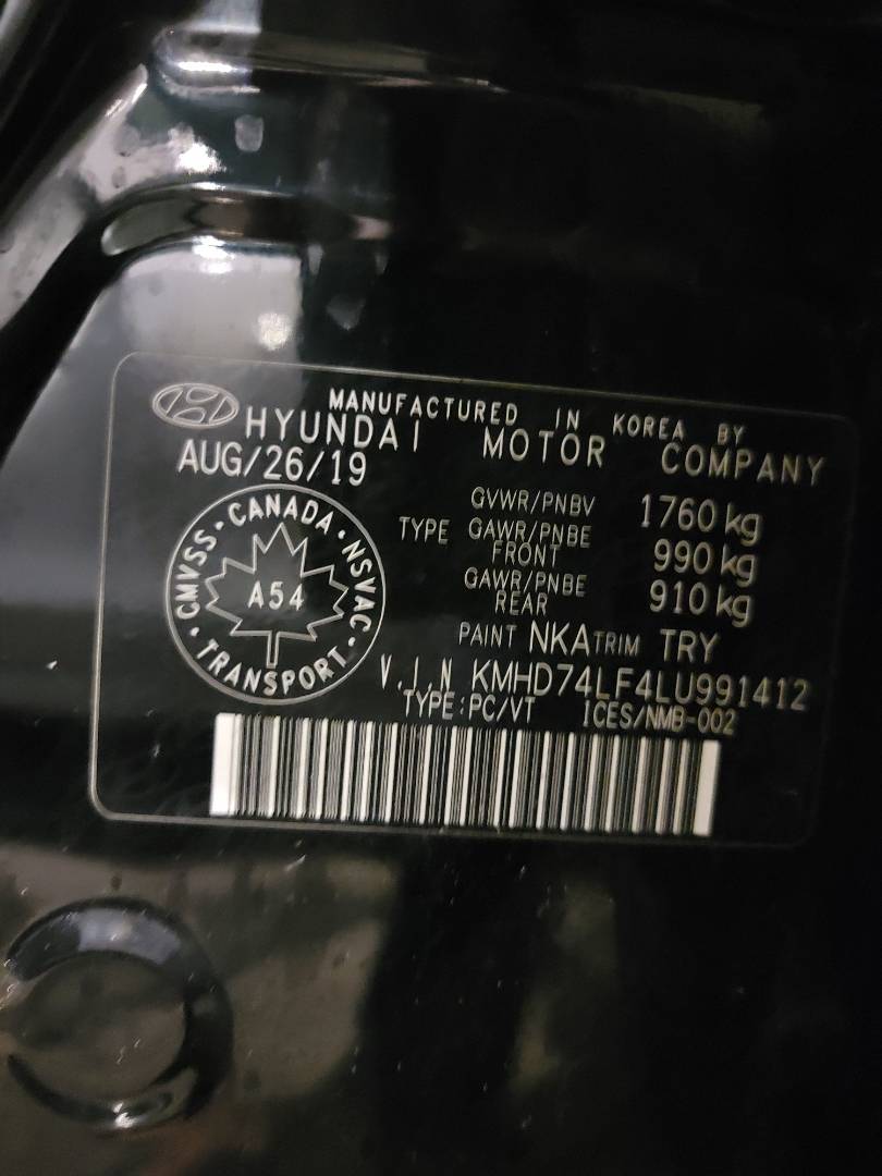 2020 HYUNDAI ELANTRA — 58298 KM — Lot LU991412 — Main - Marhaba Auctions Used Cars - Image 8