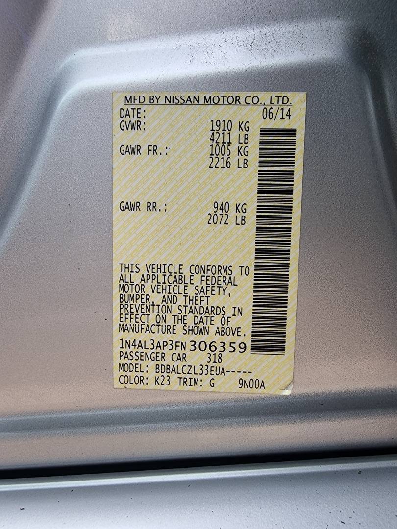 2015 NISSAN ALTIMA — 144009 Miles — Lot 12547 — Main - Marhaba Auctions Used Cars - Image 8