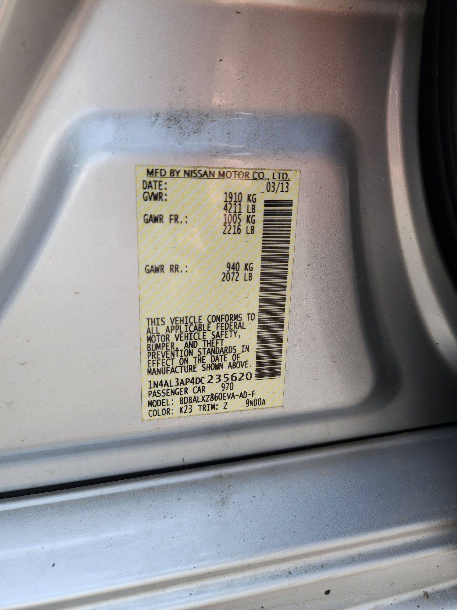 2013 NISSAN ALTIMA — 131085 Miles — Lot 45653874 — Souq - Marhaba Auctions Used Cars - Image 13