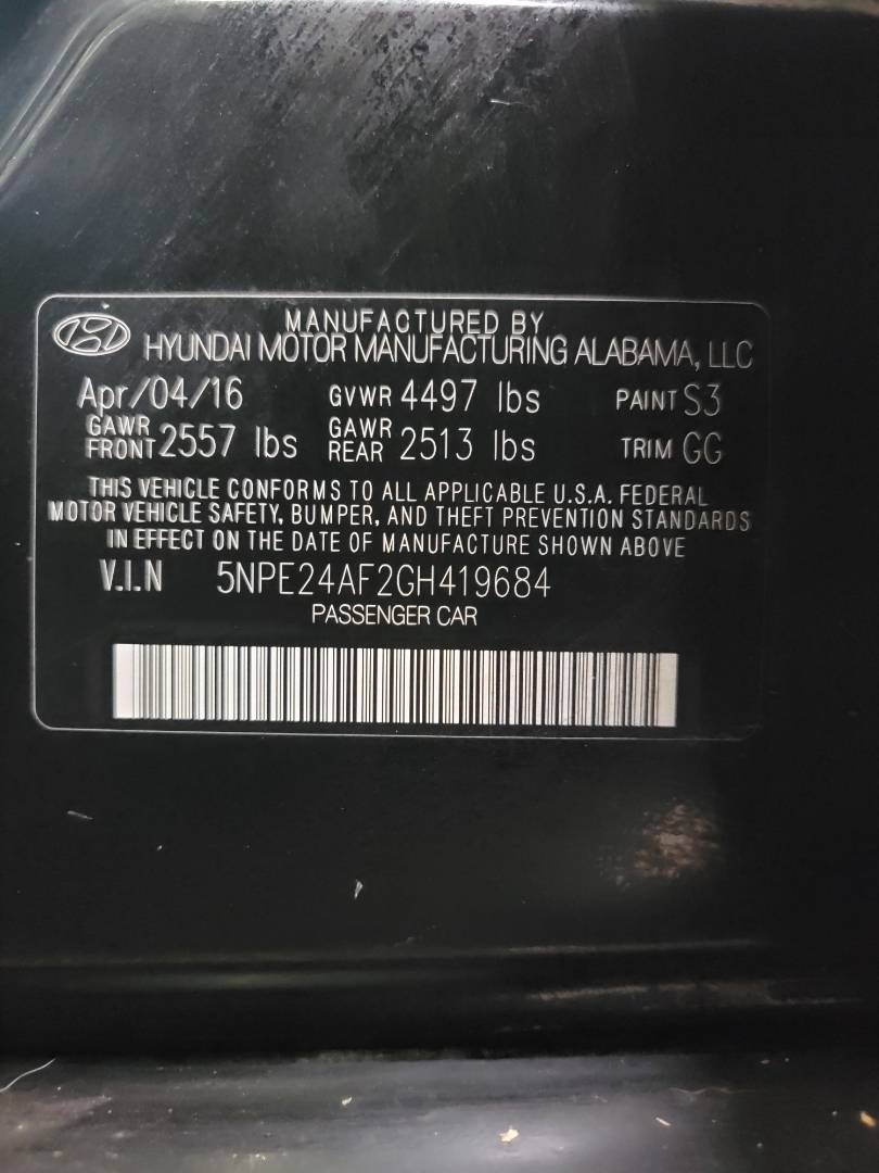 2016 HYUNDAI SONATA — 131021 Miles — Lot 77716043 - Marhaba Auctions Used Cars - Image 10