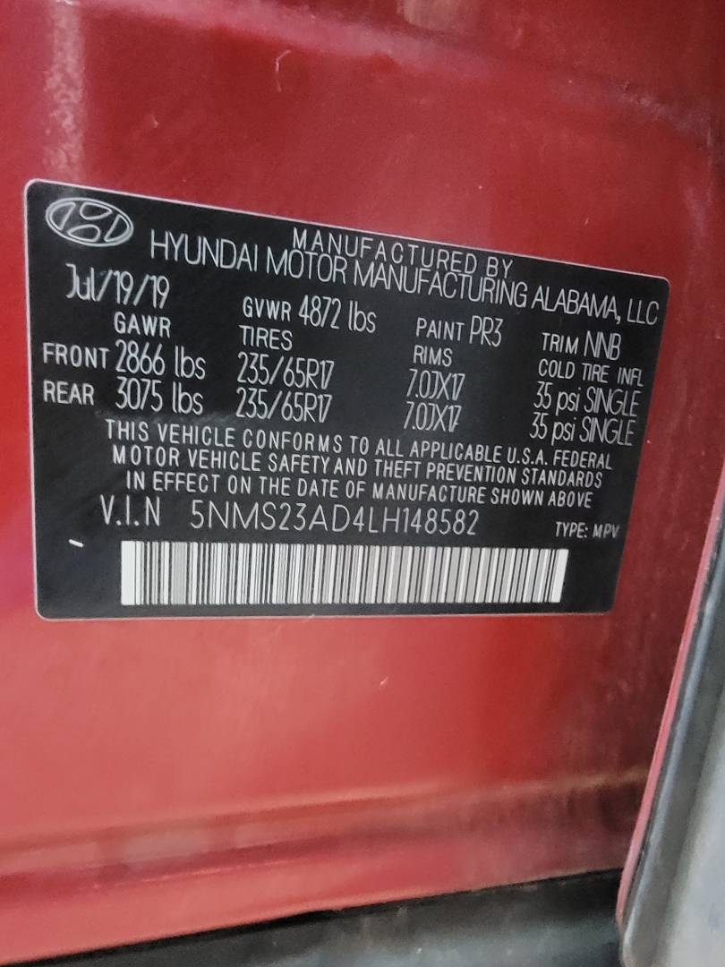 2020 HYUNDAI SANTA FE — 102226 Miles — Lot 148582 — Main - Marhaba Auctions Used Cars - Image 8