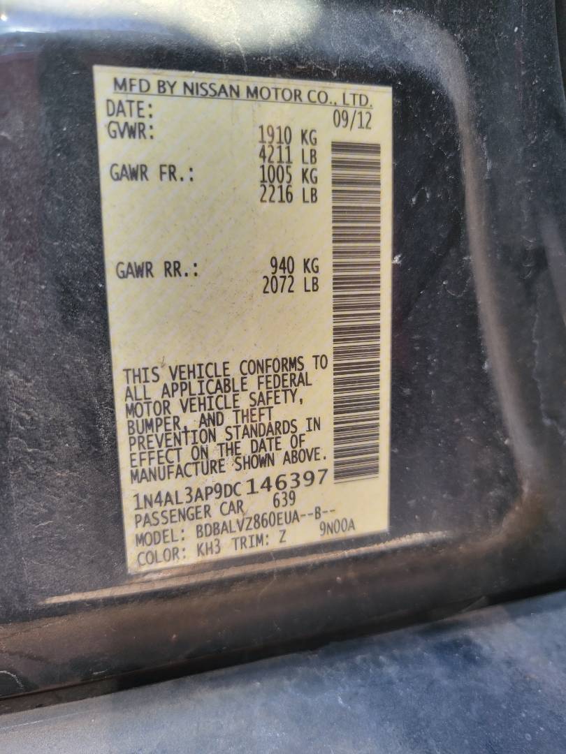 2013 NISSAN ALTIMA — 230694 Miles — Lot DC146397 - Marhaba Auctions Used Cars - Image 9