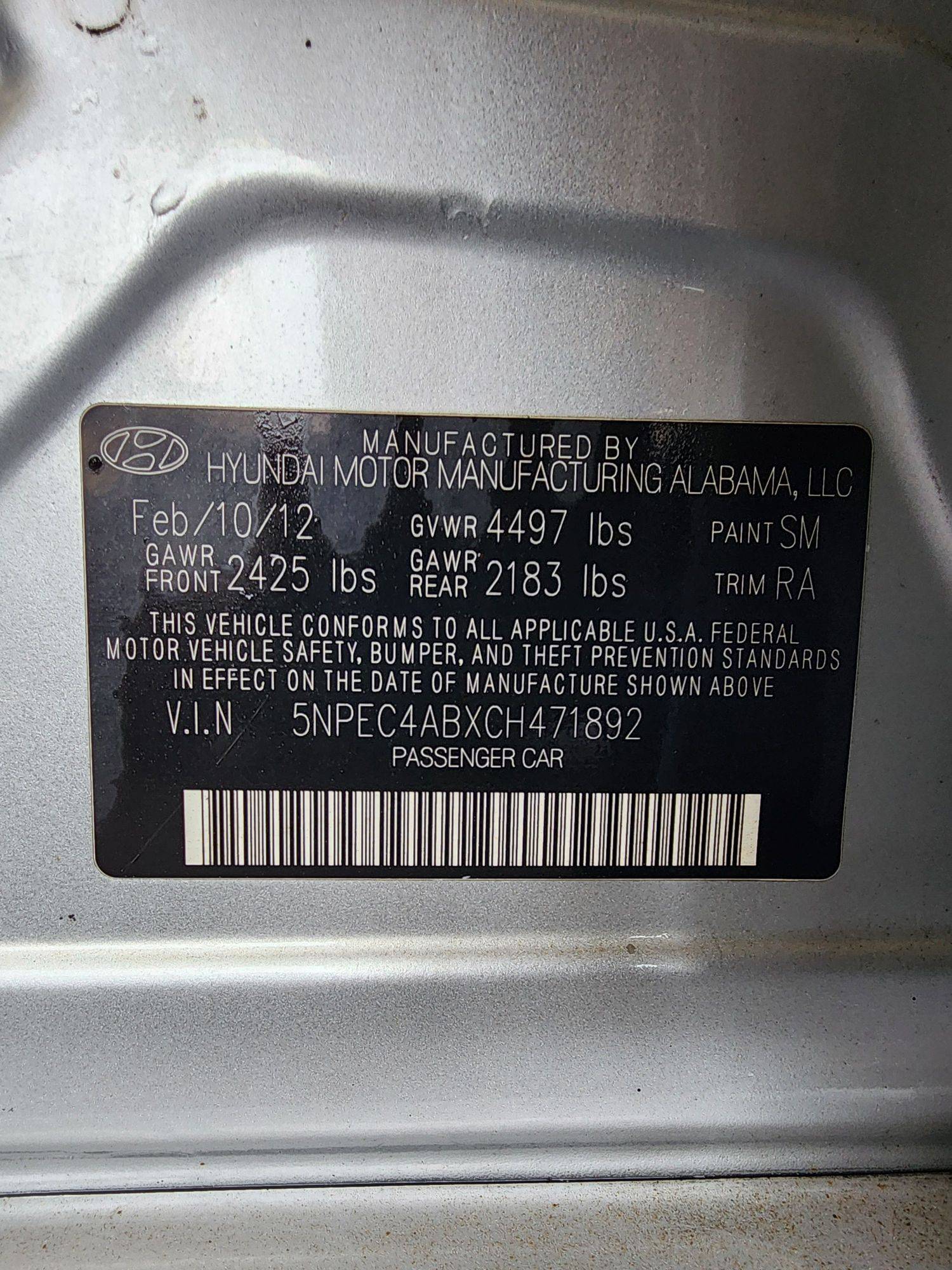 2012 HYUNDAI SONATA — 155389 Miles — Lot 58479254 — Souq - Marhaba Auctions Used Cars - Image 10