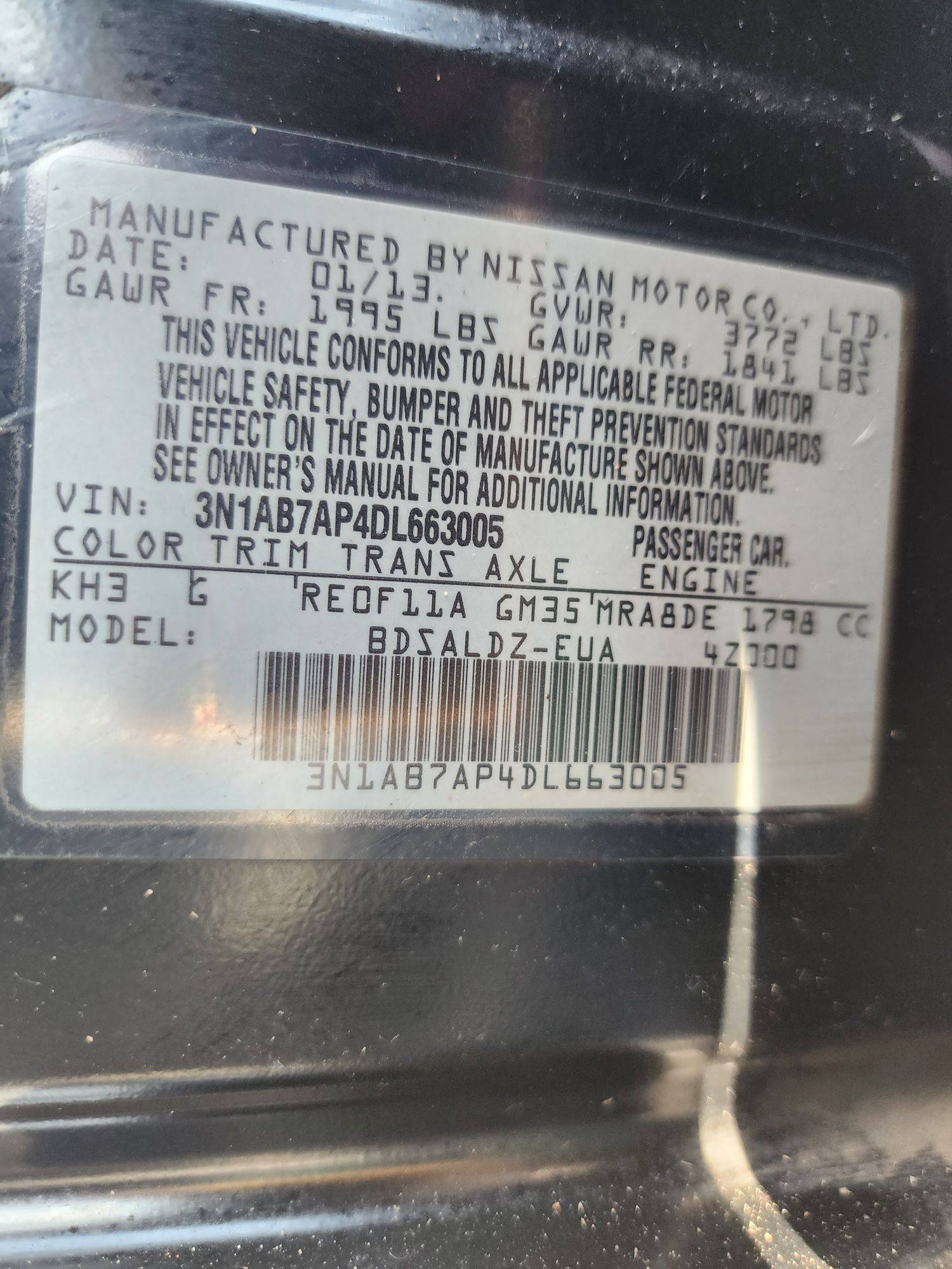 2013 NISSAN SENTRA — 152599 Miles — Lot 34604597 - Marhaba Auctions Used Cars - Image 3