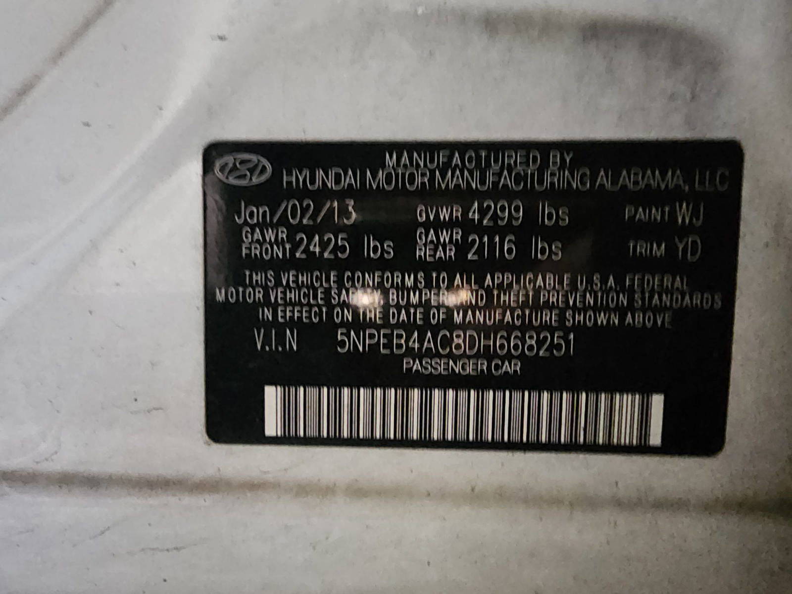 2013 HYUNDAI SONATA — 135918 Miles — Lot 67050894 — Souq - Marhaba Auctions Used Cars - Image 10