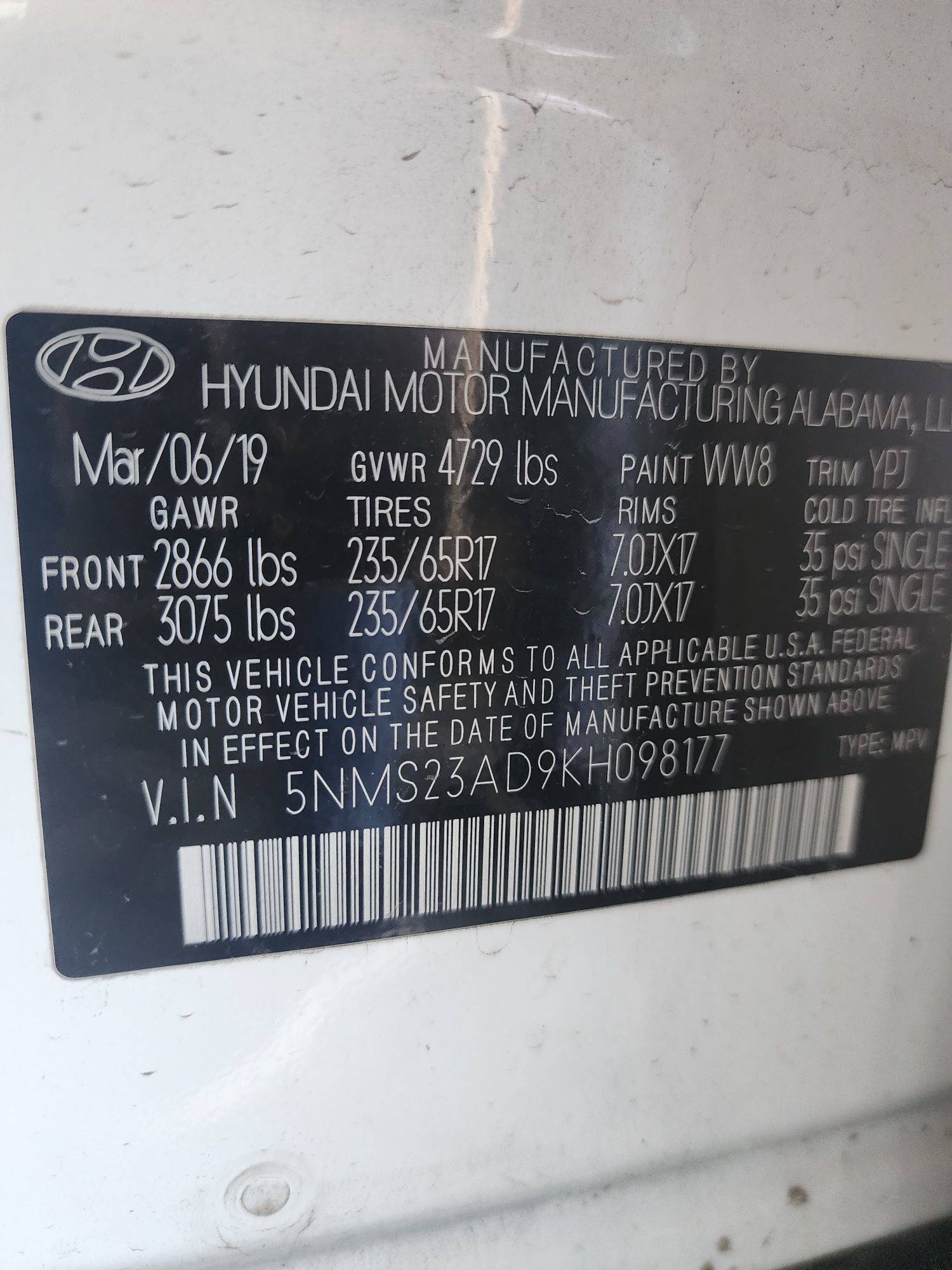 2019 HYUNDAI SANTA FE — 79281 Miles — Lot 37480071 - Marhaba Auctions Used Cars - Image 3