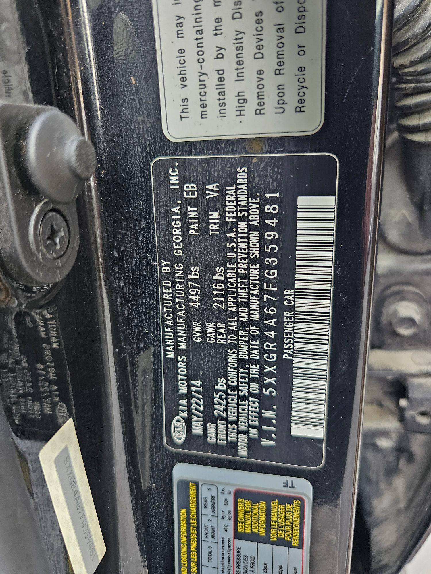 2015 KIA OPTIMA — 147893 Miles — Lot FG359481 — Souq - Marhaba Auctions Used Cars - Image 10
