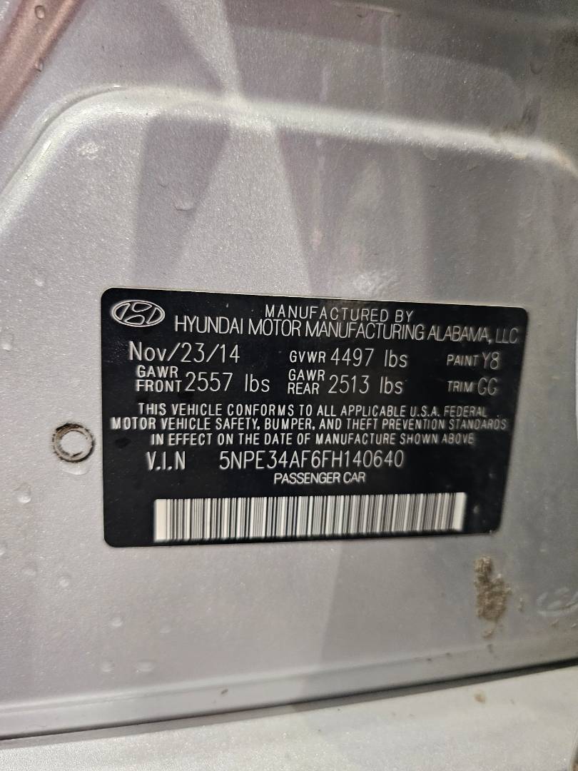 2015 HYUNDAI SONATA — 122851 Miles — Lot H140640 — Main - Marhaba Auctions Used Cars - Image 9