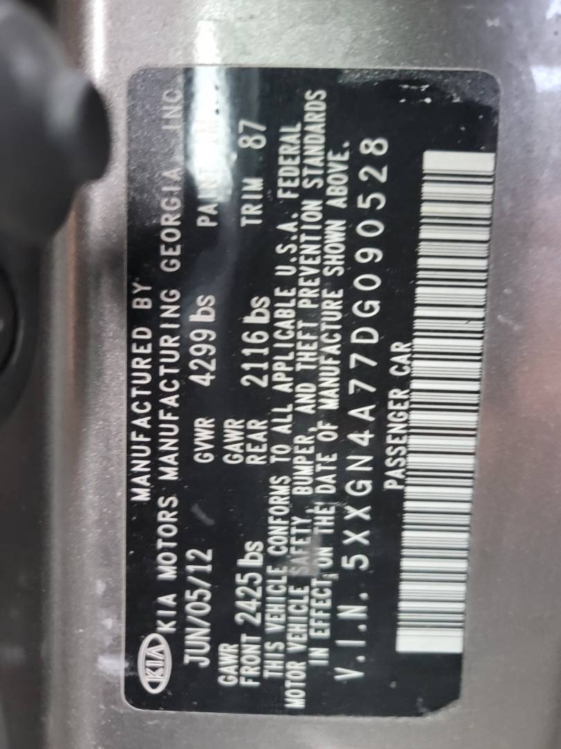 2013 KIA OPTIMA — 152224 Miles — Lot G090528 - Marhaba Auctions Used Cars - Image 9