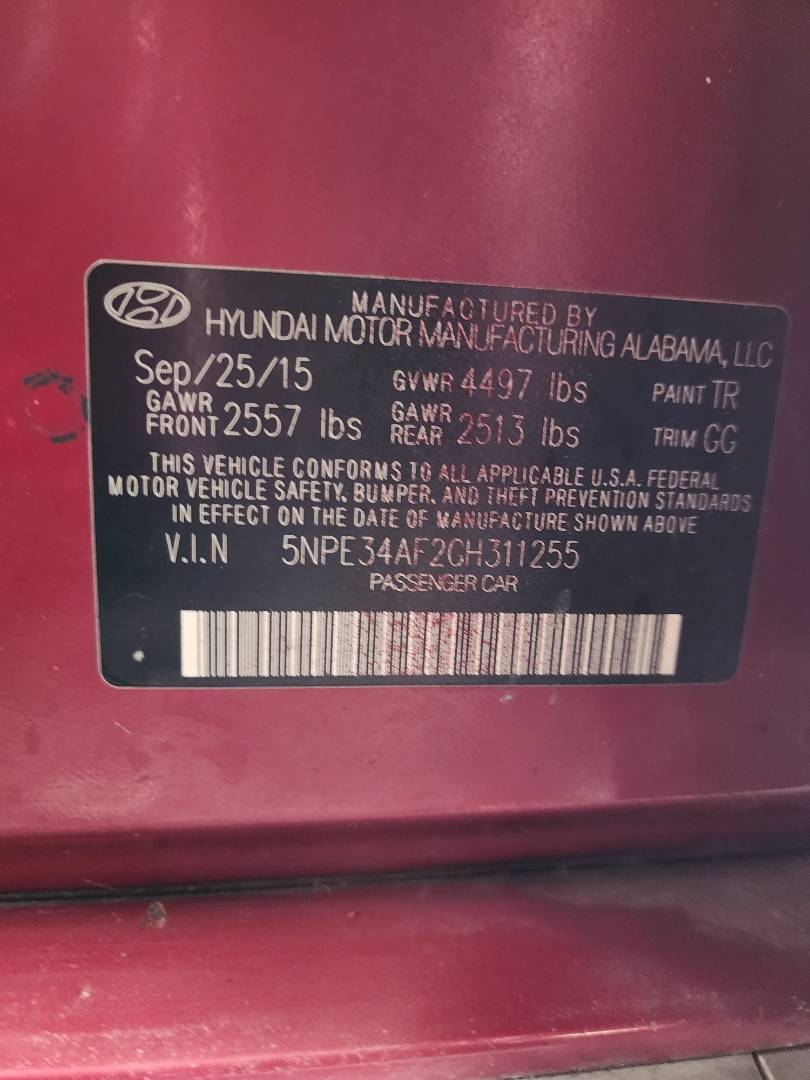 2016 HYUNDAI SONATA — 127214 Miles — Lot 38812253 — Souq - Marhaba Auctions Used Cars - Image 12