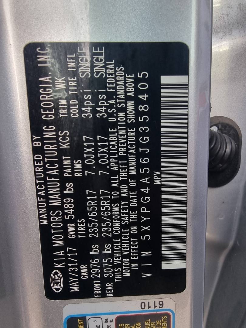 2018 KIA SORENTO — 118303 Miles — Lot 125487 — Main - Marhaba Auctions Used Cars - Image 9