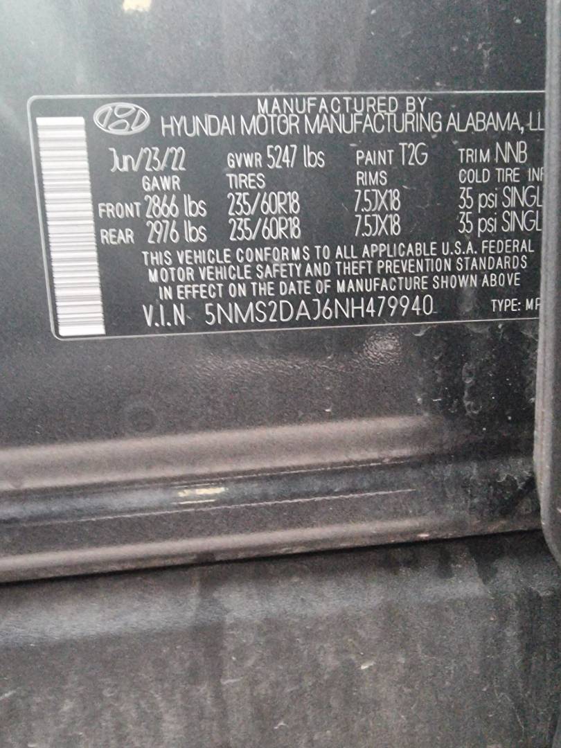 2022 HYUNDAI SANTA FE — 46158 Miles — Lot 214587 — Souq - Marhaba Auctions Used Cars - Image 9