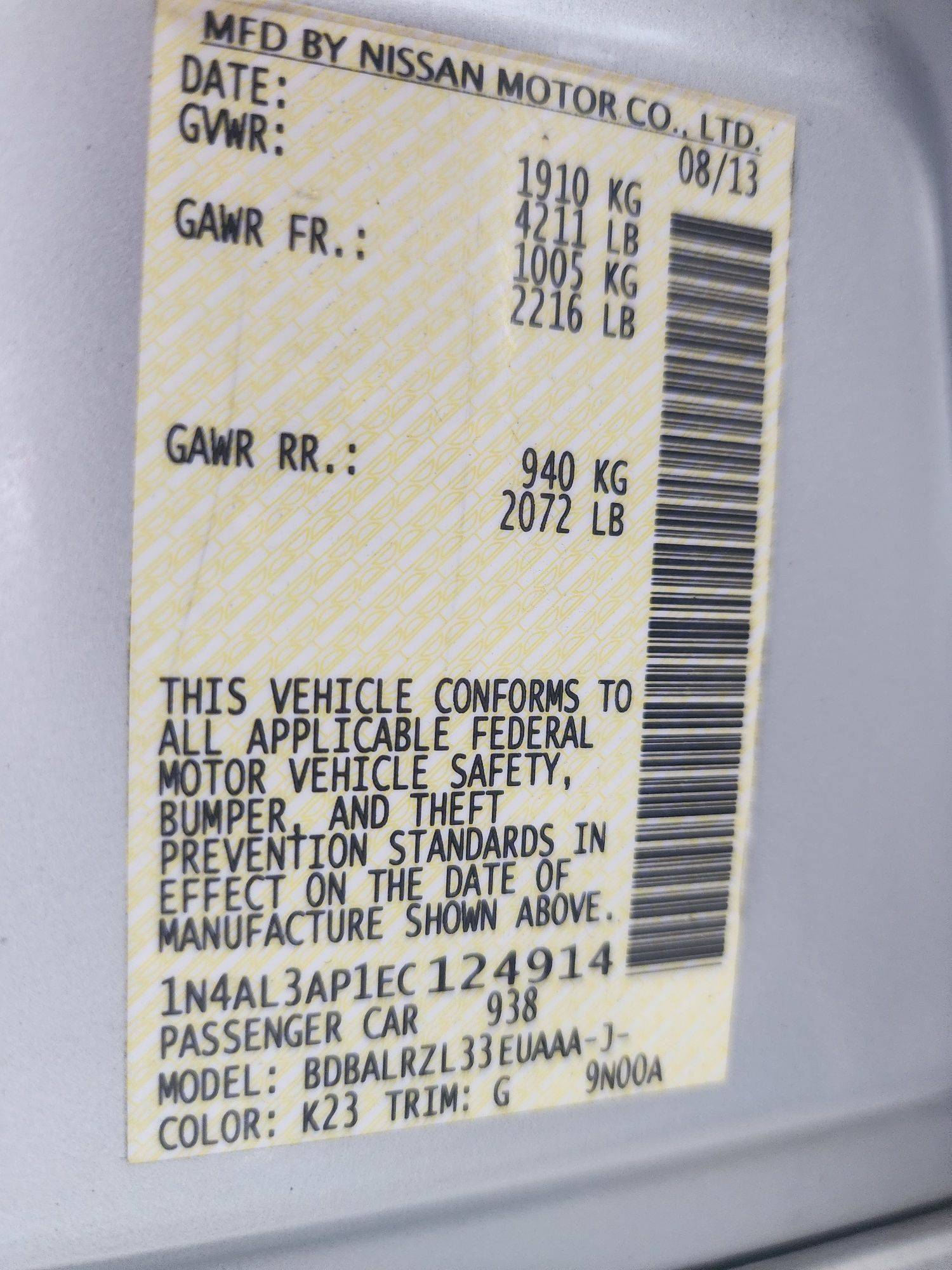 2014 NISSAN ALTIMA — 128994 Miles — Lot 69716343 - Marhaba Auctions Used Cars - Image 3