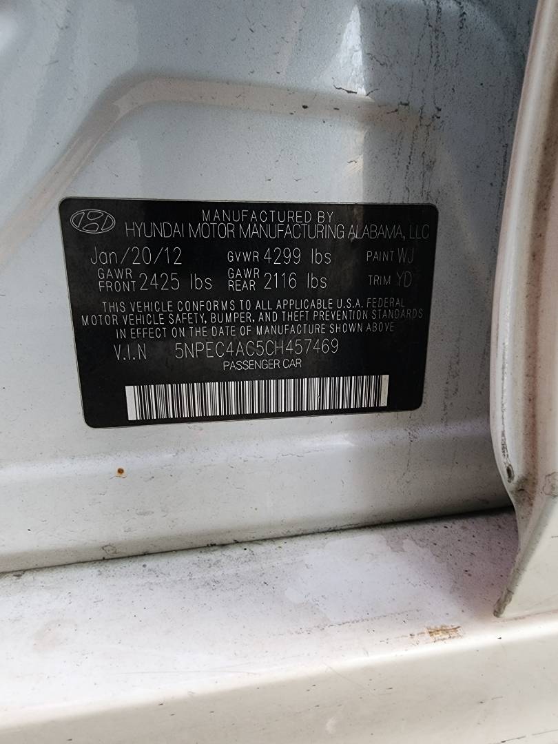 2012 HYUNDAI SONATA — 162587 Miles — Lot 77129073 - Marhaba Auctions Used Cars - Image 3
