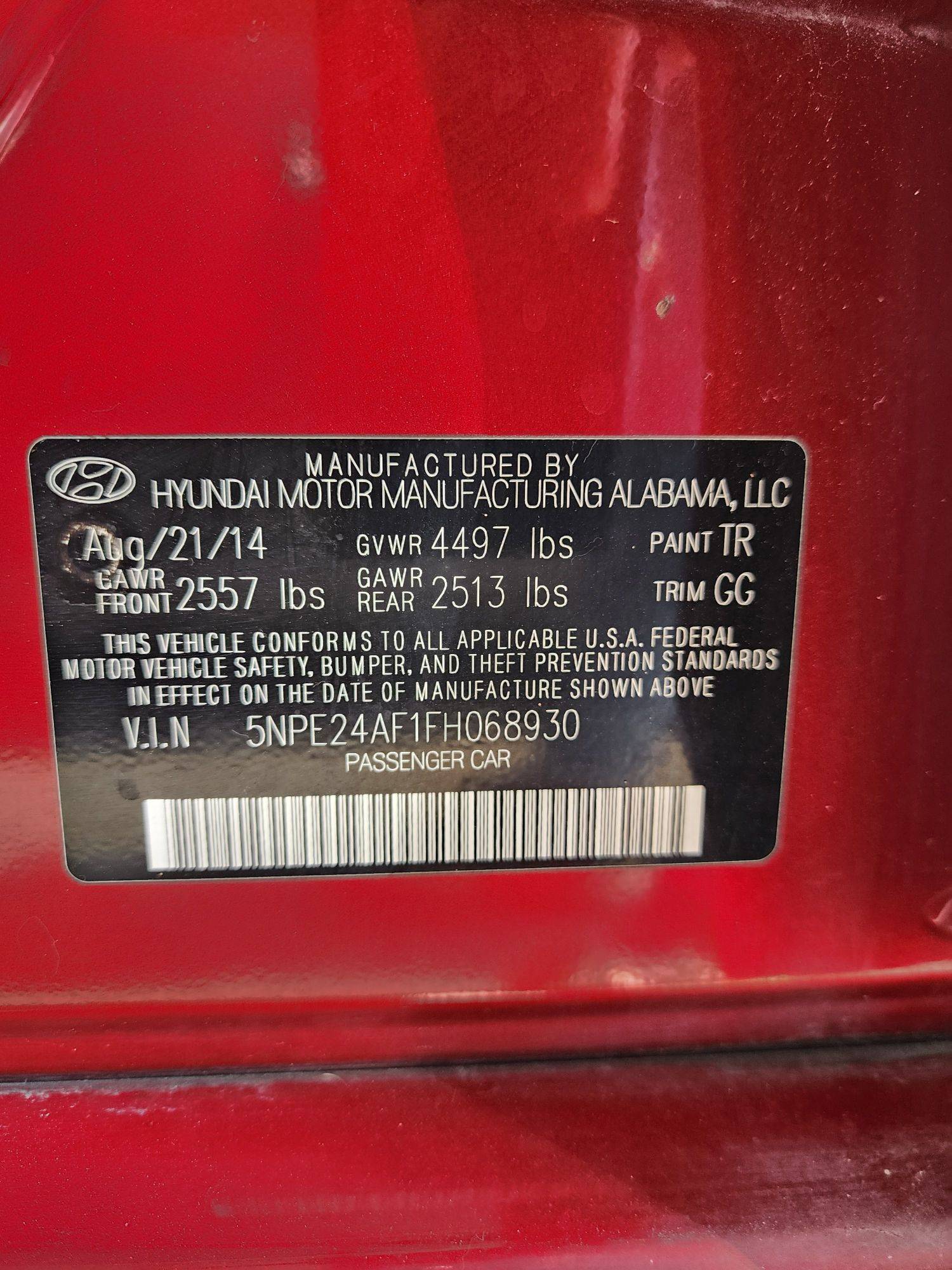 2015 HYUNDAI SONATA — 158078 Miles — Lot 230539 — Main - Marhaba Auctions Used Cars - Image 9