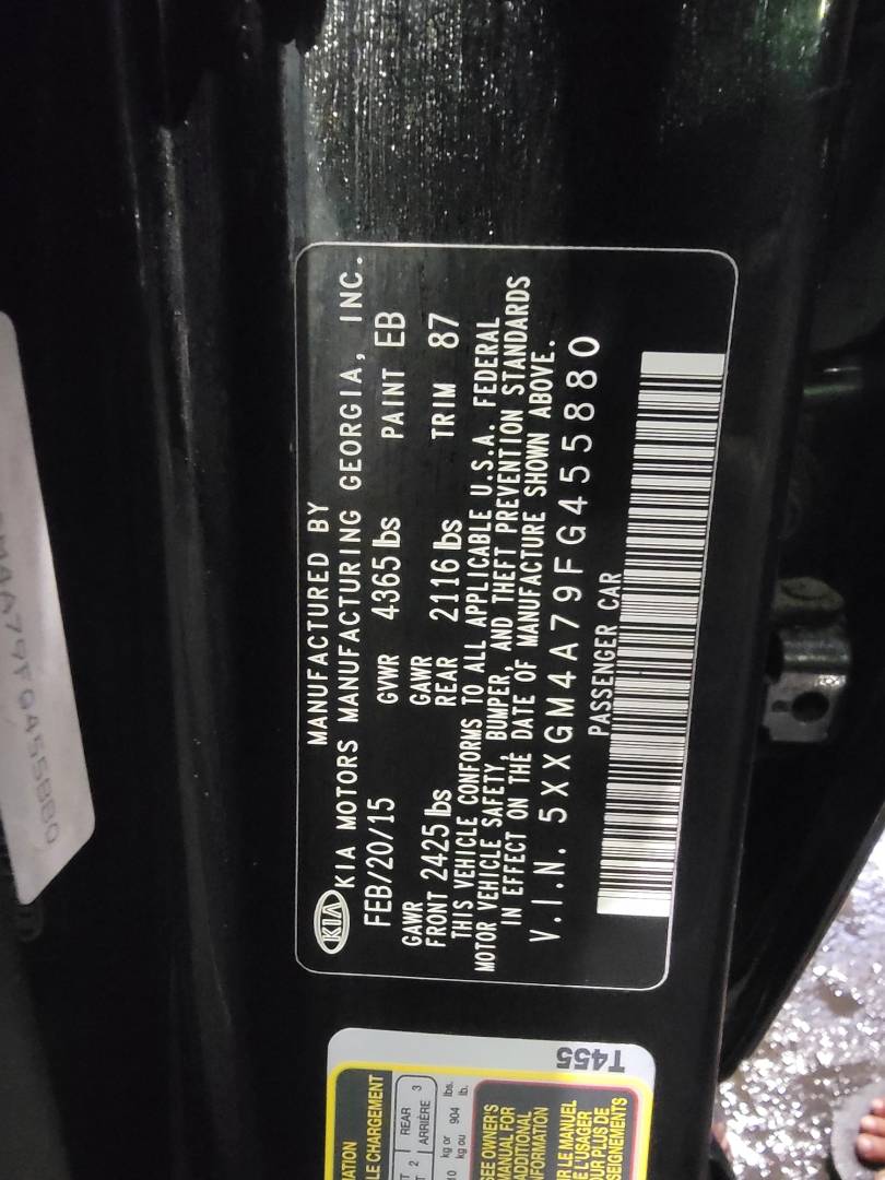 2015 KIA OPTIMA — 141765 Miles — Lot 9FG455880 — Main - Marhaba Auctions Used Cars - Image 9