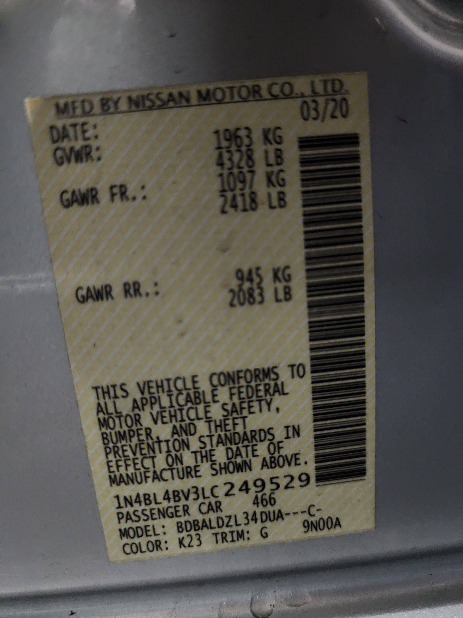 2020 NISSAN ALTIMA — 82581 Miles — Lot LC249529 - Marhaba Auctions Used Cars - Image 3