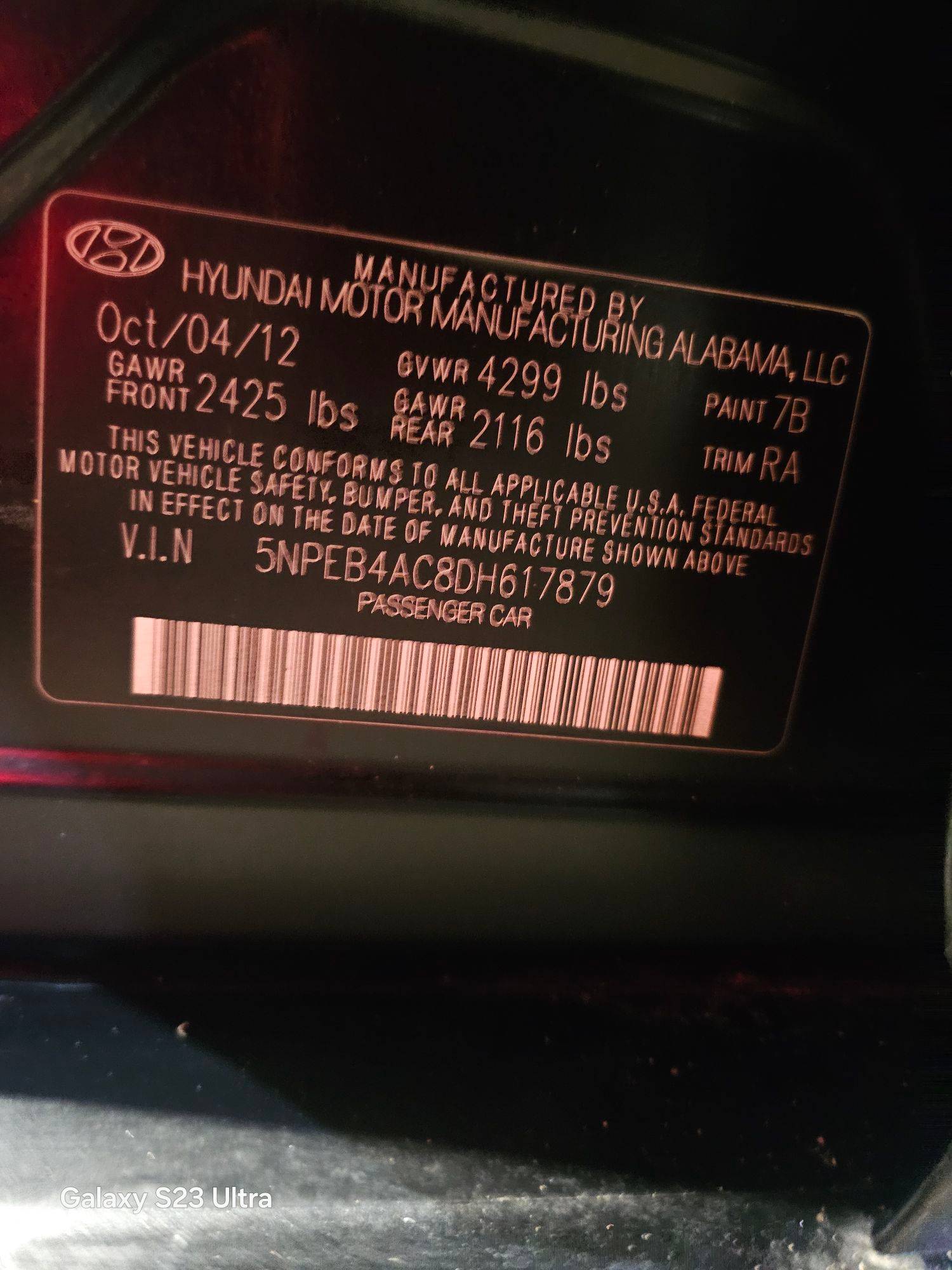 2013 HYUNDAI SONATA — 210587 Miles — Lot H617879 — Main - Marhaba Auctions Used Cars - Image 9