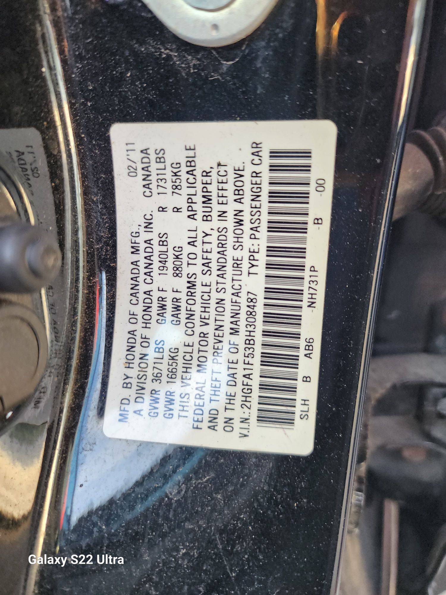 2011 HONDA CIVIC — 171263 Miles — Lot 39997794 - Marhaba Auctions Used Cars - Image 9