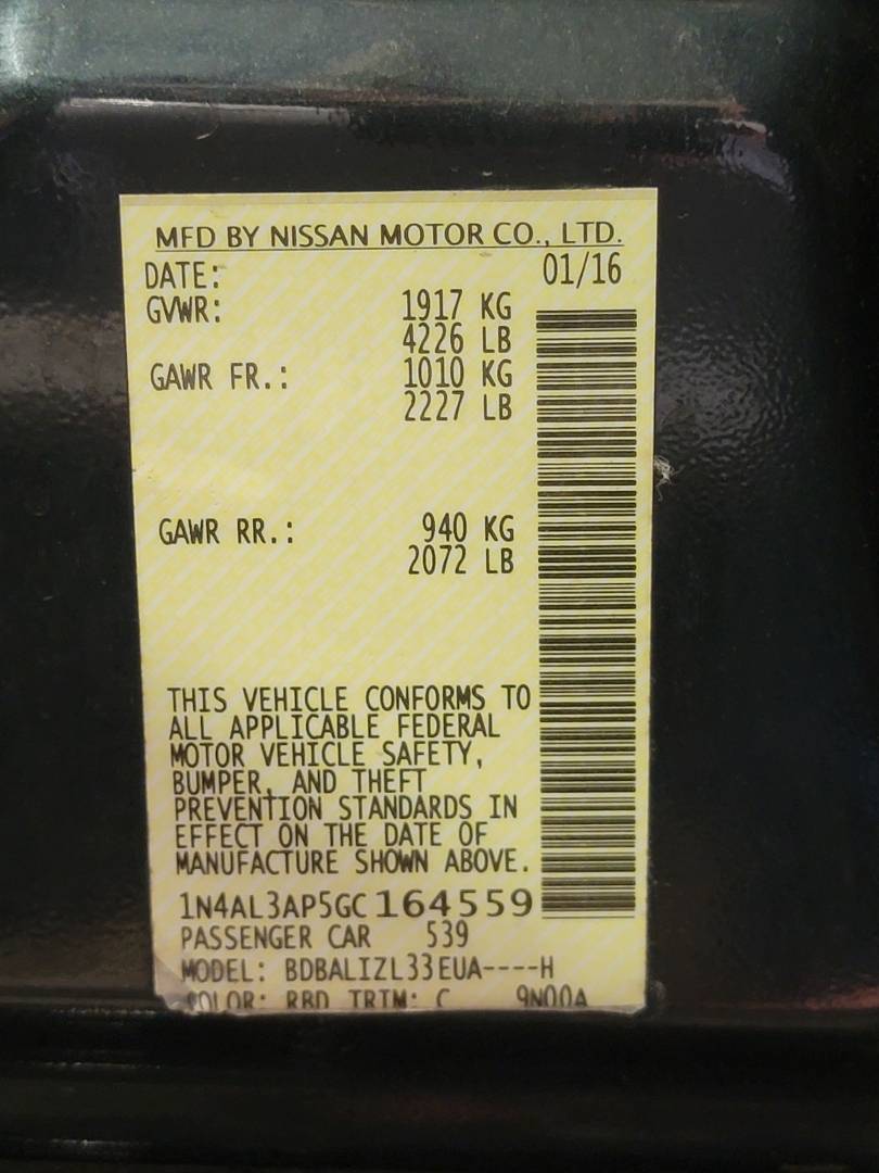2016 NISSAN ALTIMA — 180304 Miles — Lot GC164559 — Main - Marhaba Auctions Used Cars - Image 10