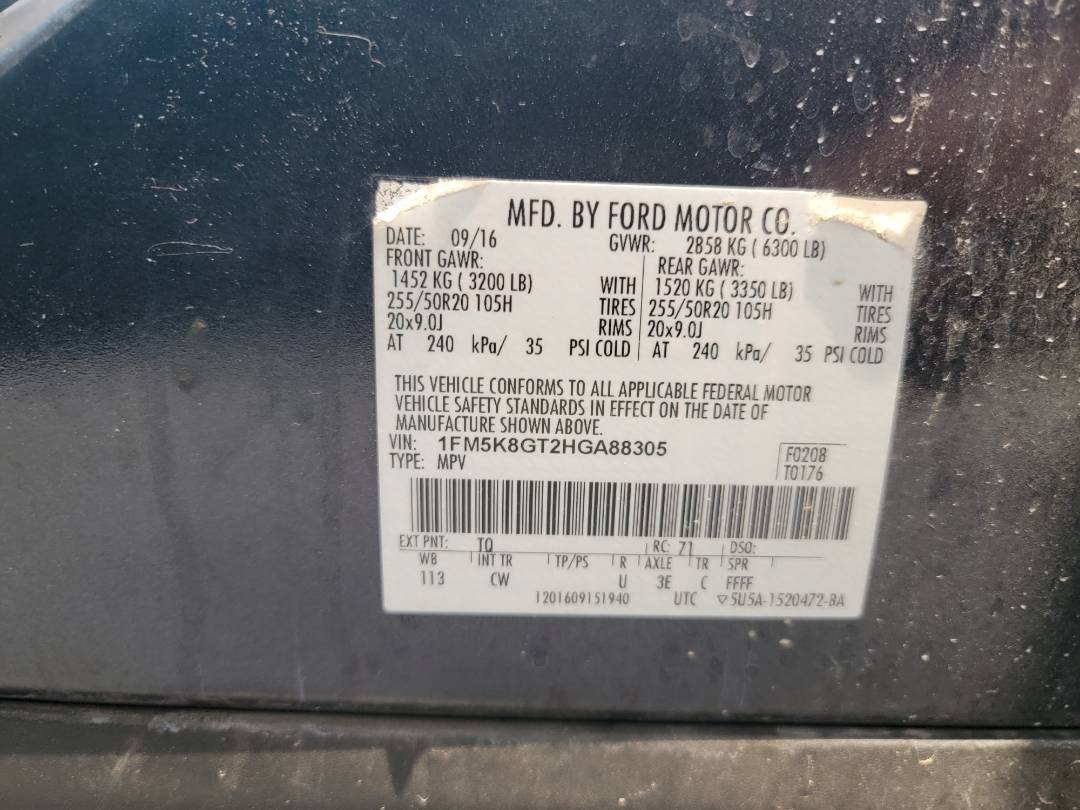 2017 FORD EXPLORER — 125006 Miles — Lot A88305 — Main - Marhaba Auctions Used Cars - Image 10