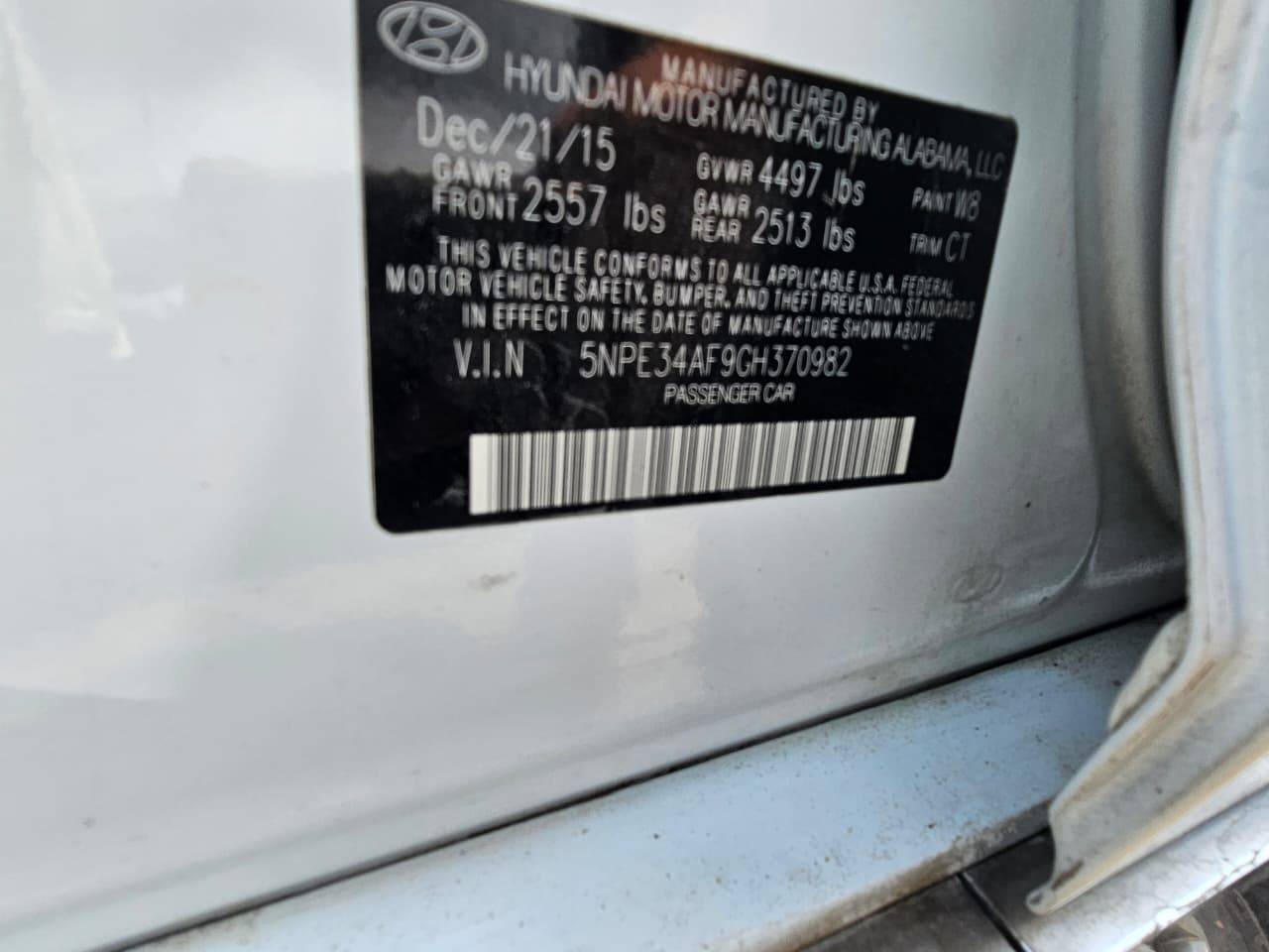 2016 HYUNDAI SONATA SPORT — 142220 Miles — Lot GH370982 — Main - Marhaba Auctions Used Cars - Image 11