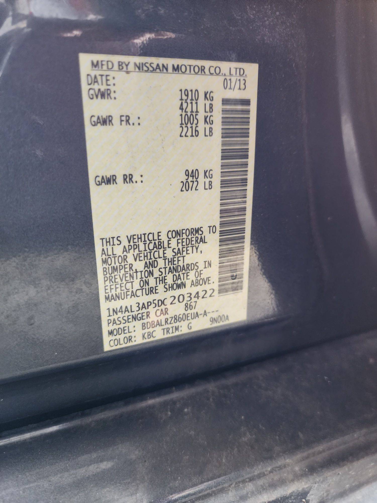 2013 NISSAN ALTIMA — 143921 Miles — Lot 41717724 — Souq - Marhaba Auctions Used Cars - Image 8
