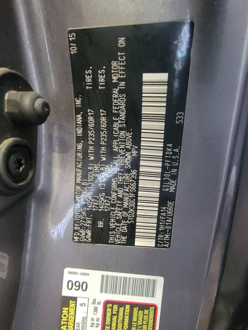 2015 TOYOTA SIENNA — 110550 Miles — Lot S667396 — Main - Marhaba Auctions Used Cars - Image 9