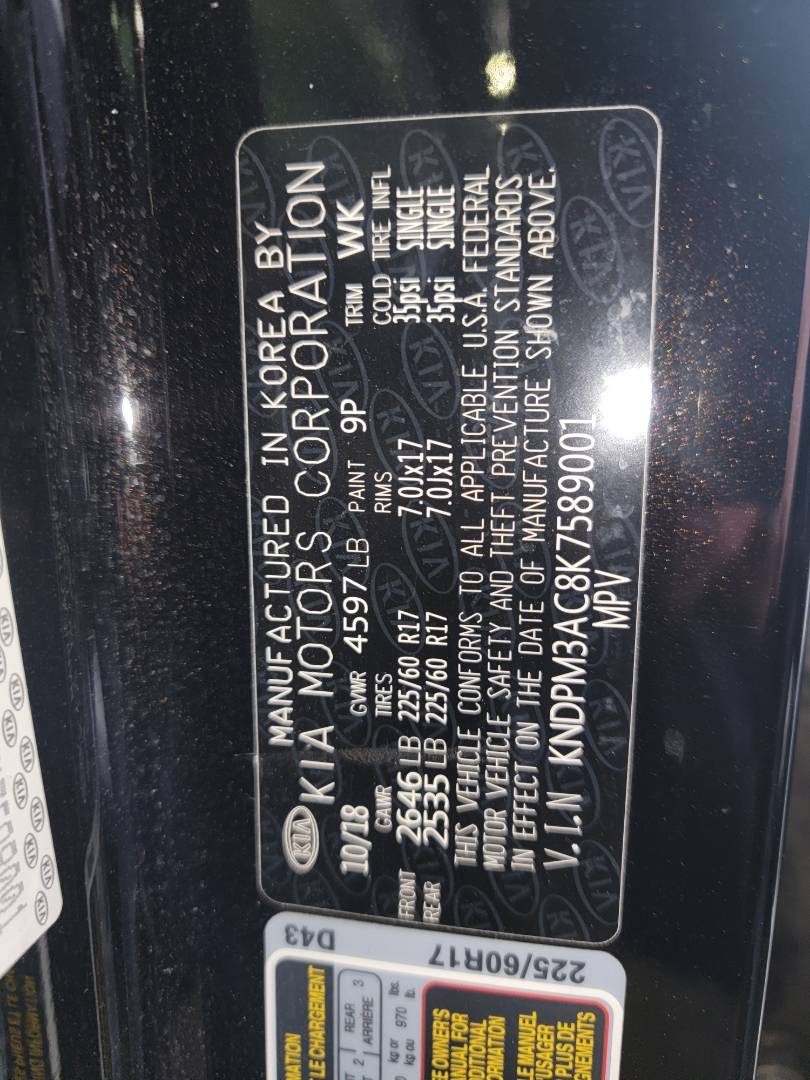 2019 KIA SPORTAGE — 110201 Miles — Lot 37326739 - Marhaba Auctions Used Cars - Image 9