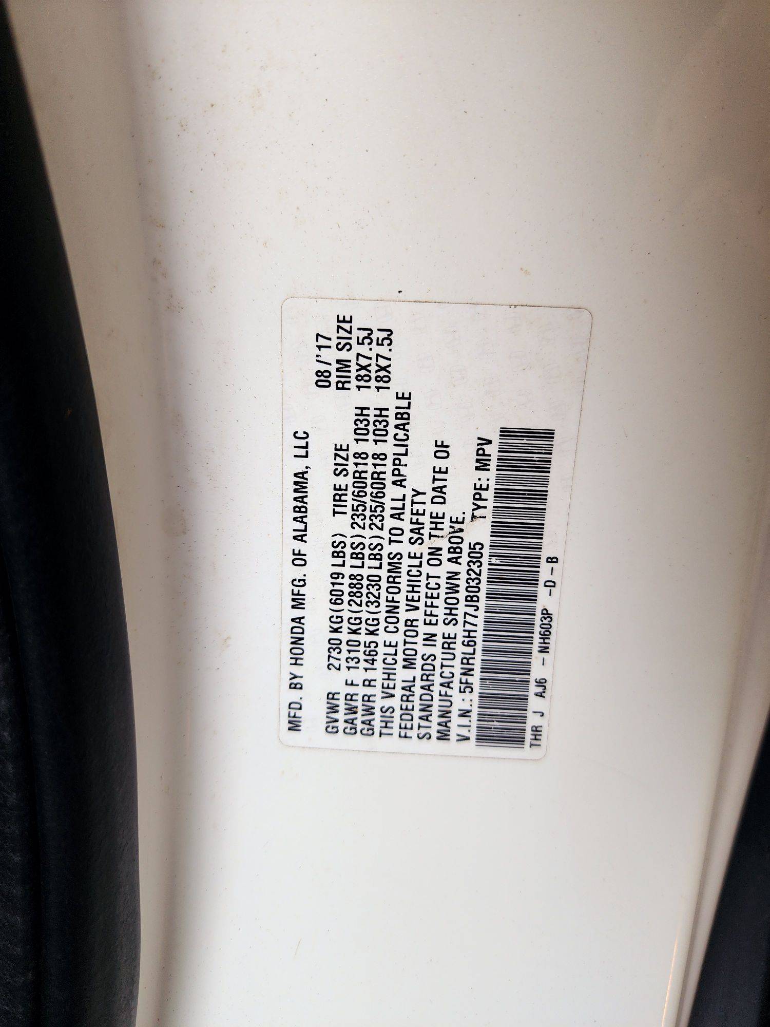 2018 HONDA ODYSSEY — 089775 KM — Lot 77JB032305 — Souq - Marhaba Auctions Used Cars - Image 10