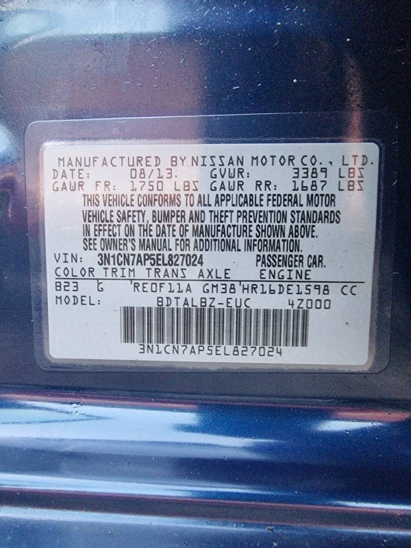 2014 NISSAN VERSA — 122679 Miles — Lot 2135478 — Ind. 12 - Marhaba Auctions Used Cars - Image 9