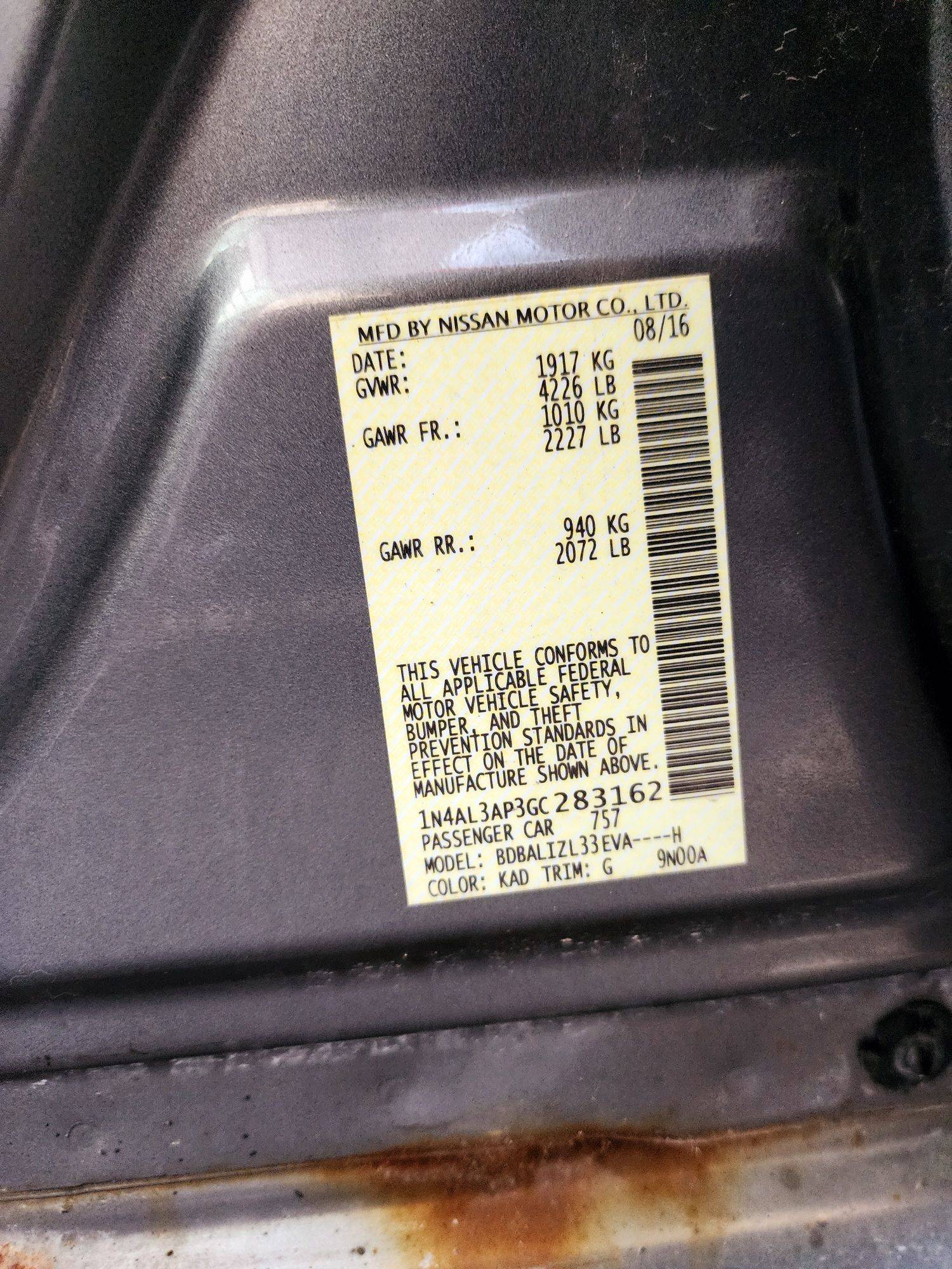 2016 NISSAN ALTIMA — 144868 Miles — Lot 73569324 — Souq - Marhaba Auctions Used Cars - Image 9