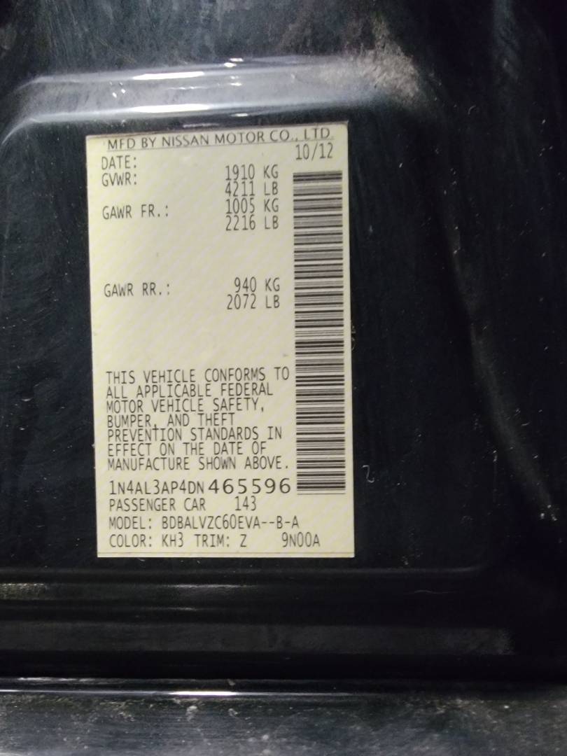 2013 NISSAN ALTIMA — 137796 Miles — Lot 465596 — Main - Marhaba Auctions Used Cars - Image 10