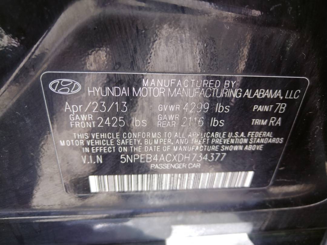 2013 HYUNDAI SONATA — 187626 Miles — Lot 73163683 - Marhaba Auctions Used Cars - Image 3